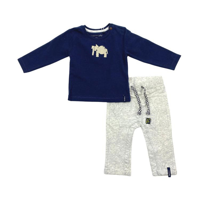 Noppies Long Sleeve Tee + Jersey Pants Set, Elephant-Simply Green Baby
