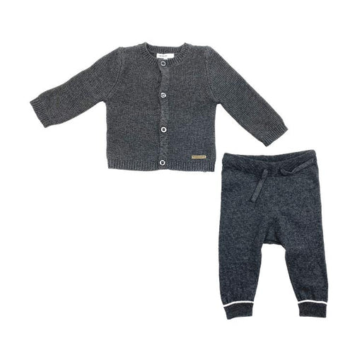 Noppies U Cardigan Knit + Pants Set, Charcoal Melange-Simply Green Baby