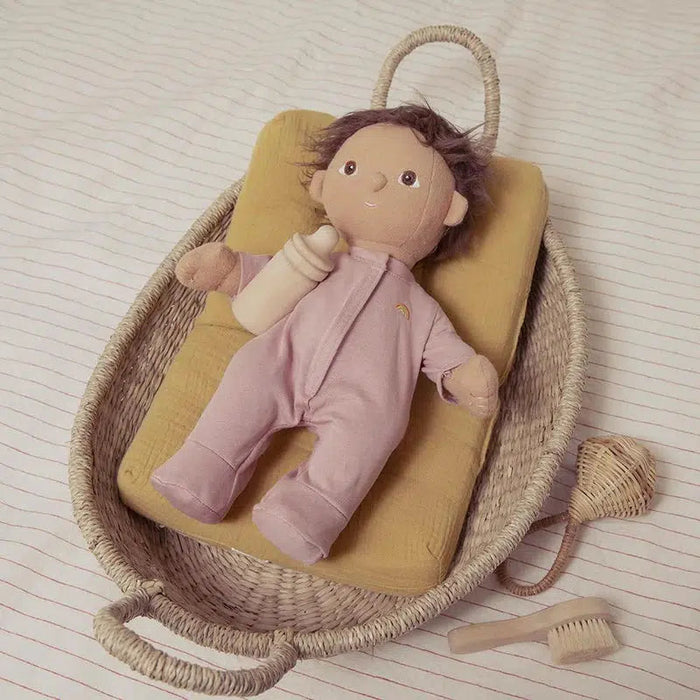 Olli Ella Nyla Seagrass Doll Changing Basket-Simply Green Baby