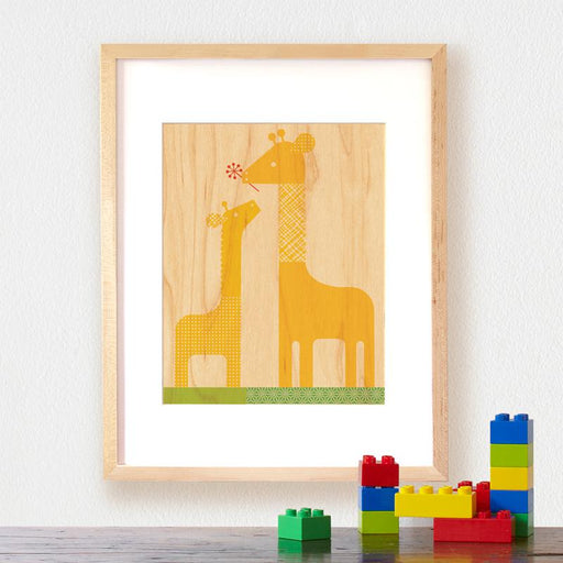 Petit Collage Print on Wood - Giraffe-Simply Green Baby