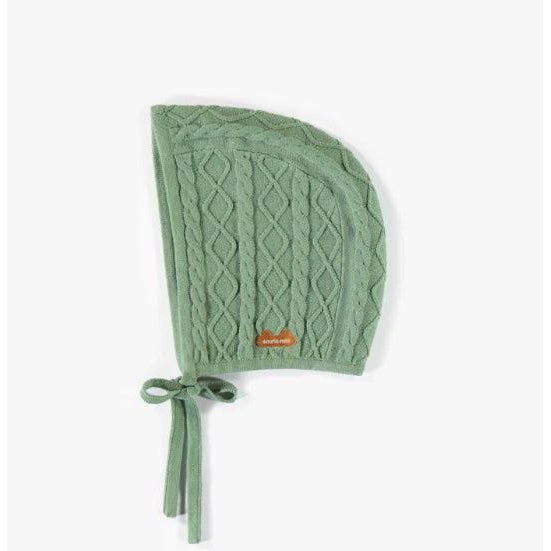Souris Mini Knitted Bonnet, Green-Simply Green Baby
