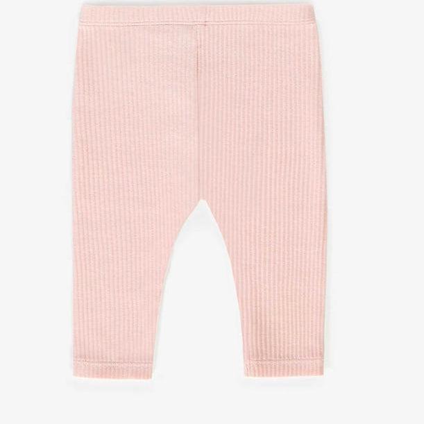 Souris Mini Organic Cotton Henley Collar Bodysuit + Leggings, Pink-Simply Green Baby