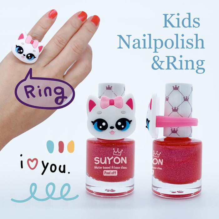 Suyon Peel Off Kids Nail Polish - Kitty, Shimmer Pink-Simply Green Baby