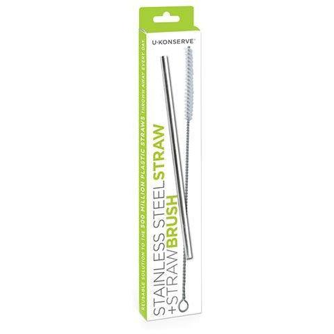 U Konserve Stainless Steel Straw + Straw Brush Cleaner-Simply Green Baby